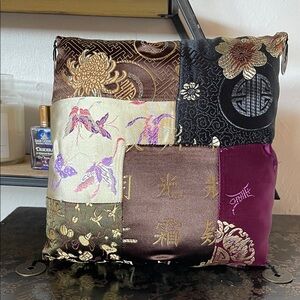 Silk Patchwork Pier One Pillow in Multi-Color